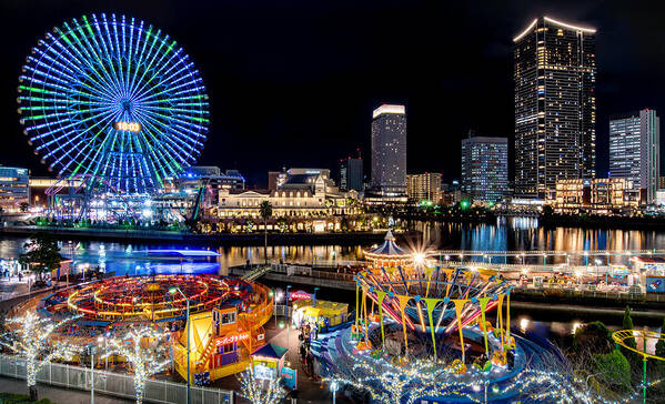Illumination
Ferris-wheel
Yokohama
Japan Poster featuring the photograph Illumination Night #2 by Yasutoshi Honjo