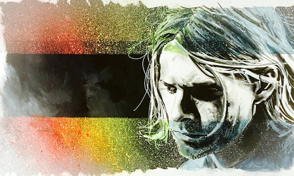 Kurt Cobain Poster featuring the painting Kurt Cobain by Joel Tesch