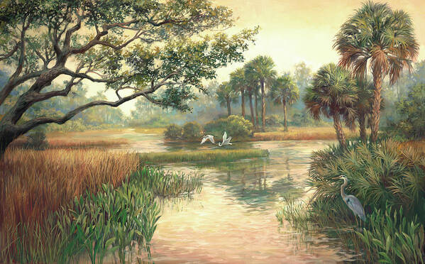 Romantic Landscape Poster featuring the painting Low Country Morning by Laurie Snow Hein