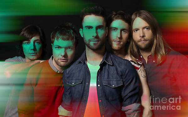 Maroon 5 Poster featuring the digital art Maroon 5 Painting by Marvin Blaine