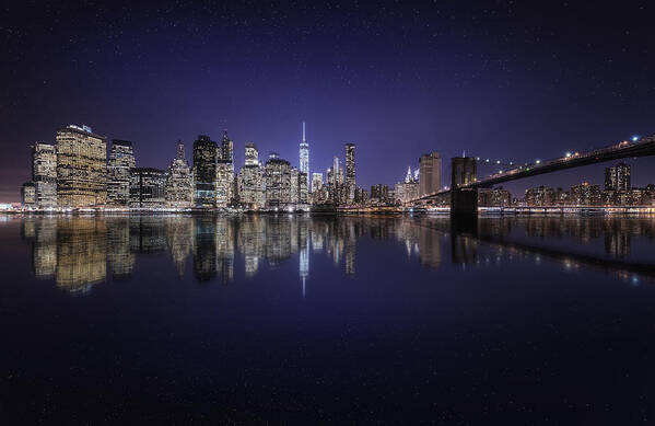 Manhattan Poster featuring the photograph Night Over Manhattan by Jorge Ruiz Dueso