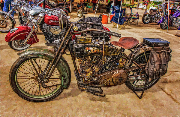 Classic Cars Poster featuring the photograph Old Harley Davidson by Kevin Lane