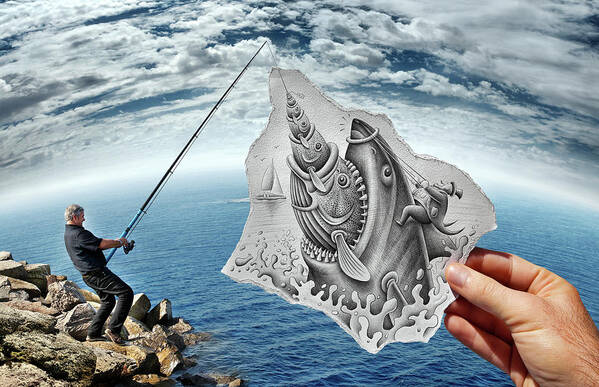 Pencil Vs Camera 59 - Scary Shark Poster featuring the photograph Pencil Vs Camera 59 - Scary Shark by Ben Heine