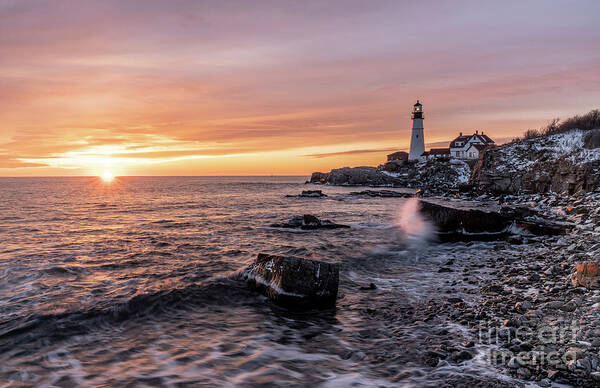 2019 Poster featuring the photograph Portland Headlight Sunrise by Craig Shaknis