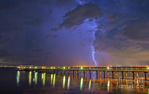 Safety Harbor Poster featuring the photograph Reflective Pier by Stephen Whalen