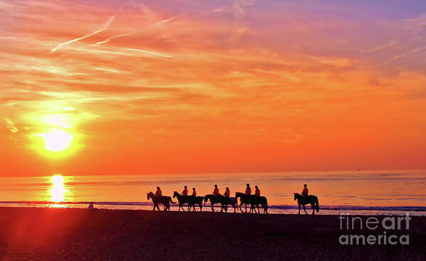 Riding Into The Sun Poster featuring the photograph Riding into the sunset by Nina Ficur Feenan
