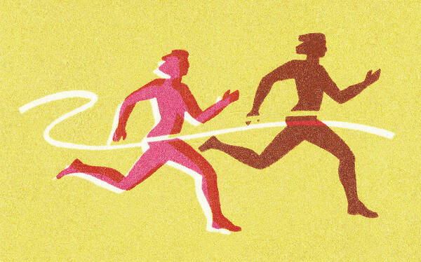 Action Poster featuring the drawing Runners in a race by CSA Images