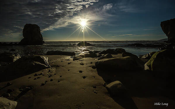 Shell Beach Poster featuring the photograph Shell Beach Sunburst by Mike Long