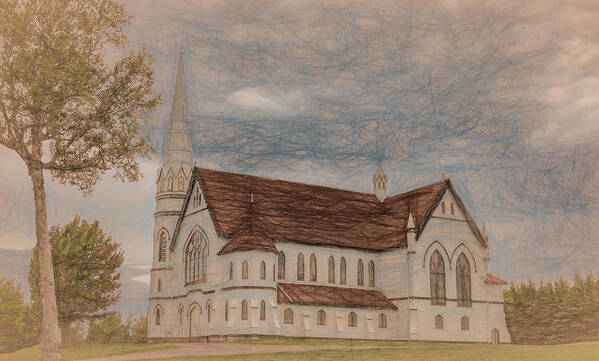 Parish Poster featuring the photograph St. Mary's of Indian River, Painterly by Marcy Wielfaert