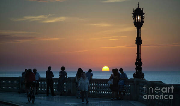 Romantic Poster featuring the photograph Sunset at Alameda Promenade Cadiz Spain by Pablo Avanzini