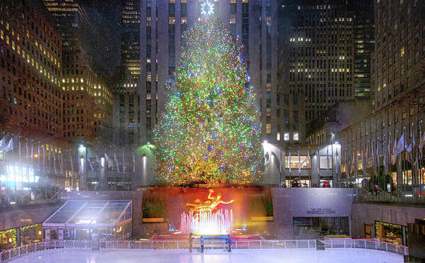 Rockefeller Center Poster featuring the photograph The Christmas Tree at Rockefeller Center by Mark Andrew Thomas