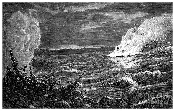Engraving Poster featuring the drawing The Destruction Of The Caroline, 1837 by Print Collector