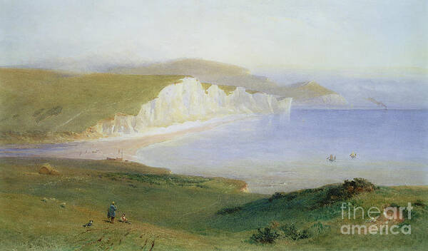 East Sussex Poster featuring the painting The Seven Sisters And The Mouth Of The Cuckmere, 1881 by Henry George Hine