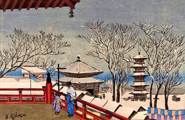 Kobayashi Poster featuring the painting Top Quality Art - Snow Sensoji by Kobayashi Kiyochika