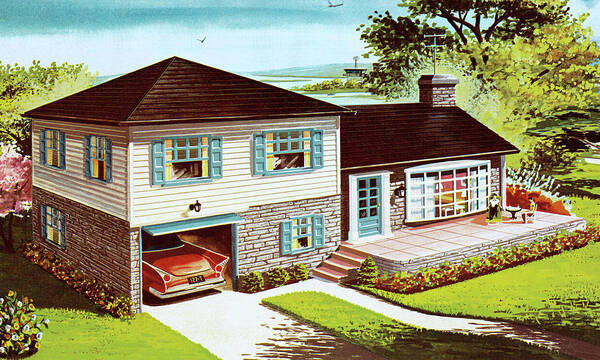 Architecture Poster featuring the drawing Two Story House by CSA Images