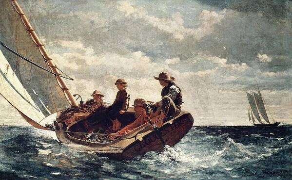 Painting Poster featuring the painting Winslow Homer Breezing Up -A Fair Wind-. Date/Period 1873 - 1876. Painting. by Winslow Homer