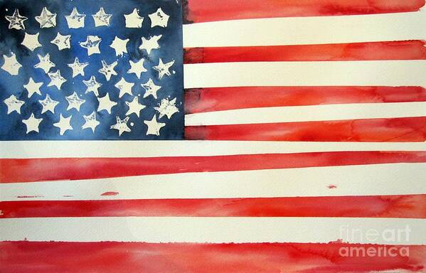 American Flag Poster featuring the painting American Flag #1 by Liana Yarckin