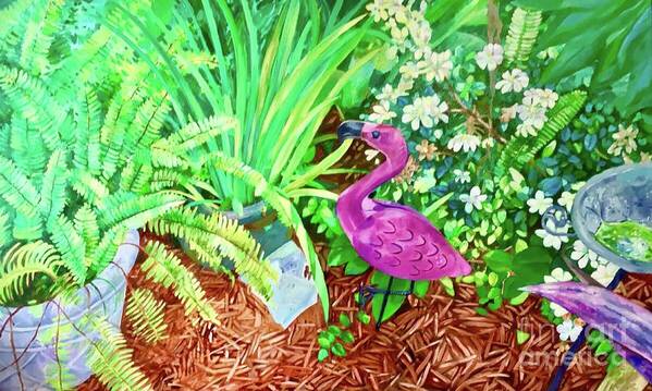 Pink Poster featuring the painting Pink Flamingo #2 by Joe Roache