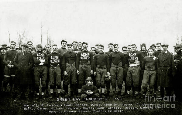 Green Bay Wisconsin Map Poster featuring the photograph 1921 Green Bay Packers Team by Jon Neidert
