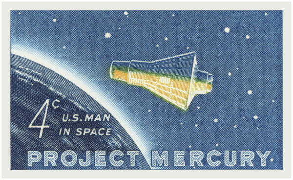 Astronaut Poster featuring the digital art 1962 Project Mercury Stamp by Greg Joens