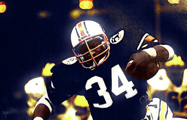 College Football Poster featuring the mixed media 1984 Bo Jackson Football Art by Row One Brand