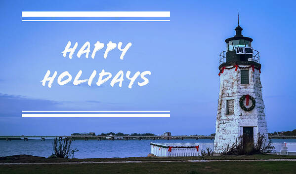 Happy Holidays From Goat Island Lighthouse Poster featuring the photograph Happy Holidays from Goat Island Lighthouse by Christina McGoran