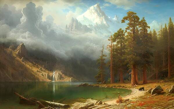 Mount Poster featuring the painting Mount Corcoran by Albert Bierstadt by Mango Art