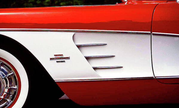 Car Poster featuring the photograph '58 Vette detail #58 by Bill Jonscher