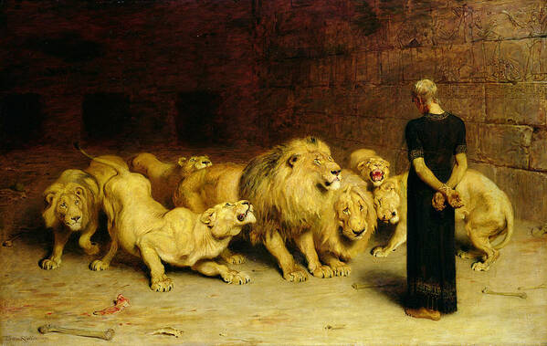 Daniel Poster featuring the painting Daniel in the Lions Den by Briton Riviere