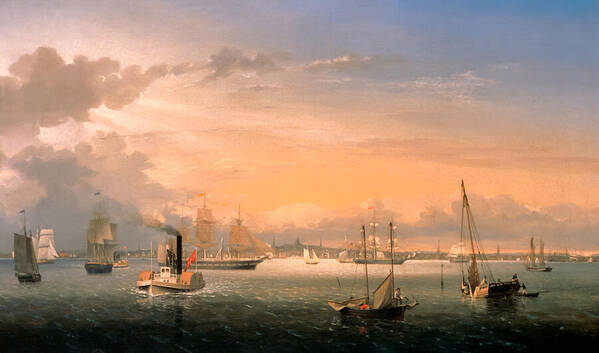 Fitz Henry Lane Poster featuring the painting Boston Harbor by Fitz Henry Lane by Mango Art