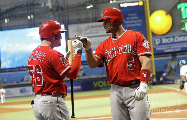 Ninth Inning Poster featuring the photograph Albert Pujols and Kole Calhoun by Brian Blanco