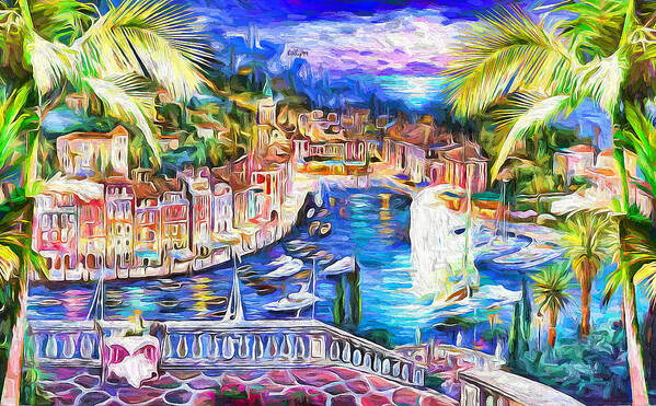 Paint Poster featuring the painting Amalfi coast - Portofino - Italy by Nenad Vasic