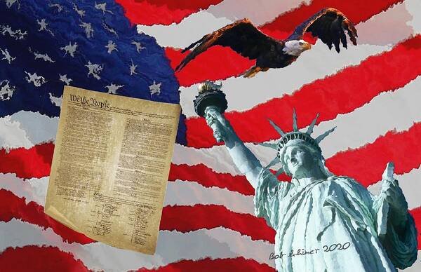 Digital America Patriotic Poster featuring the digital art America by Bob Shimer