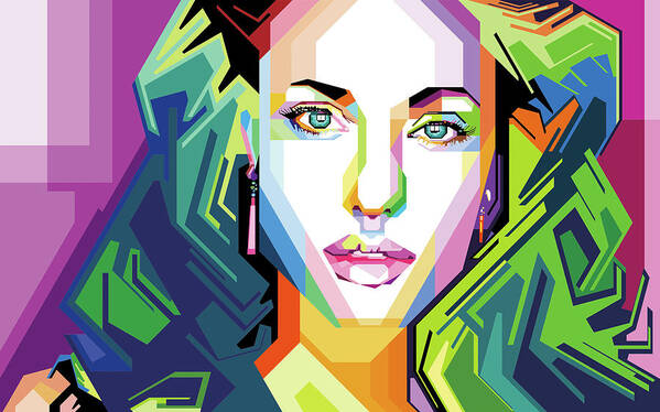 #angelajolie #popart #digitalart Poster featuring the digital art Angela Jolie Pop Art by Herul Stock