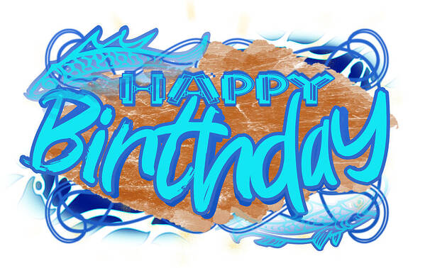 Aquamarine Poster featuring the digital art Aquamarine a Cyan Blue Pisces March Happy Birthday by Delynn Addams