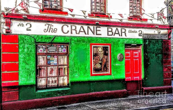 Crane Pub Galway Ireland Poster featuring the painting Art print of crane pub Galway Ireland by Mary Cahalan Lee - aka PIXI