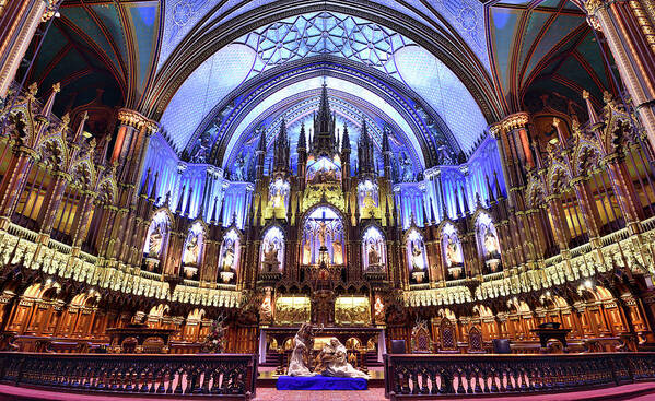 Notre-dame Poster featuring the photograph Basilica of the Notre-Dame Cathedral in Old Montreal, Quebec by Brendan Reals