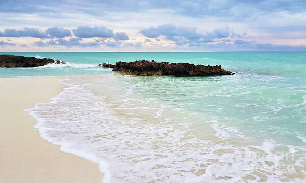 Beach Poster featuring the photograph Beautiful wavy turquoise beach at cayo Santa Maria, Cuba by Mendelex Photography