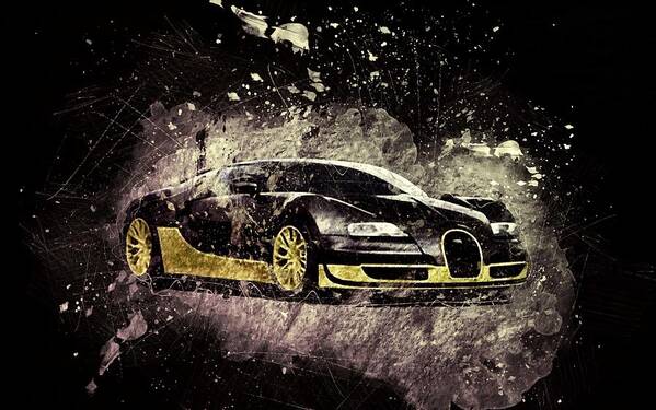 Photo Wall Paper Fleece Wallpaper Latest Design Car Sports Yellow Bugatti Veyron
