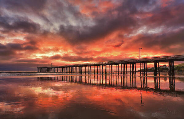 Morro Bay Poster featuring the photograph Cayucos Pier on Fire by Beth Sargent