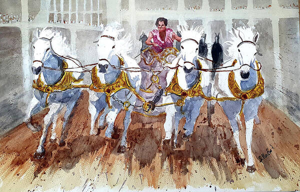 Chariot Poster featuring the painting Chariot Race by Steven Ponsford