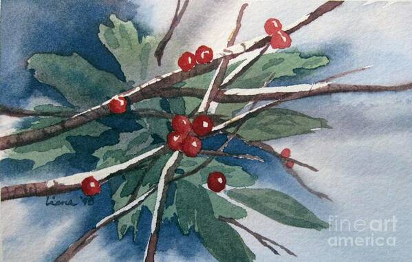 Holiday Poster featuring the painting Christmas Berries by Liana Yarckin