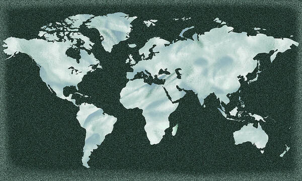 World Map Poster featuring the painting Cool Gray Watercolor Silhouette Map Of The World by Irina Sztukowski