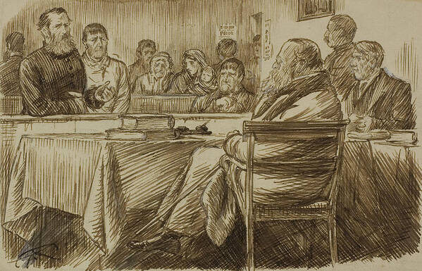 19th Century Art Poster featuring the drawing Court Scene by Charles Samuel Keene