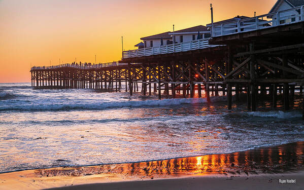 Landscape Poster featuring the photograph Crystal Pier Sunset by Ryan Huebel