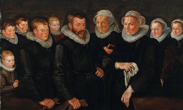 Dutch Poster featuring the painting Dutch School early Century Portrait of a Dutch family by MotionAge Designs