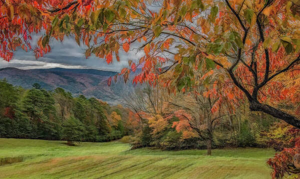 Cades Cove Poster featuring the photograph Fall in the Cove, Stylized by Marcy Wielfaert