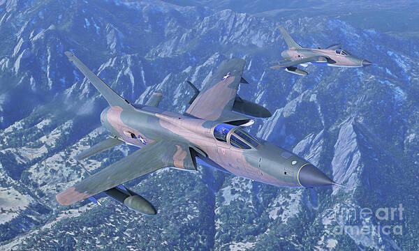 F-105 Poster featuring the digital art Flatiron Thuds by Adam Burch