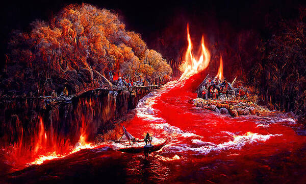 Landscape Poster featuring the painting Hell on Earth, 02 by AM FineArtPrints