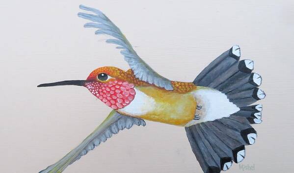Hummingbird Poster featuring the painting Hummingbird Book Box 3 by Mishel Vanderten